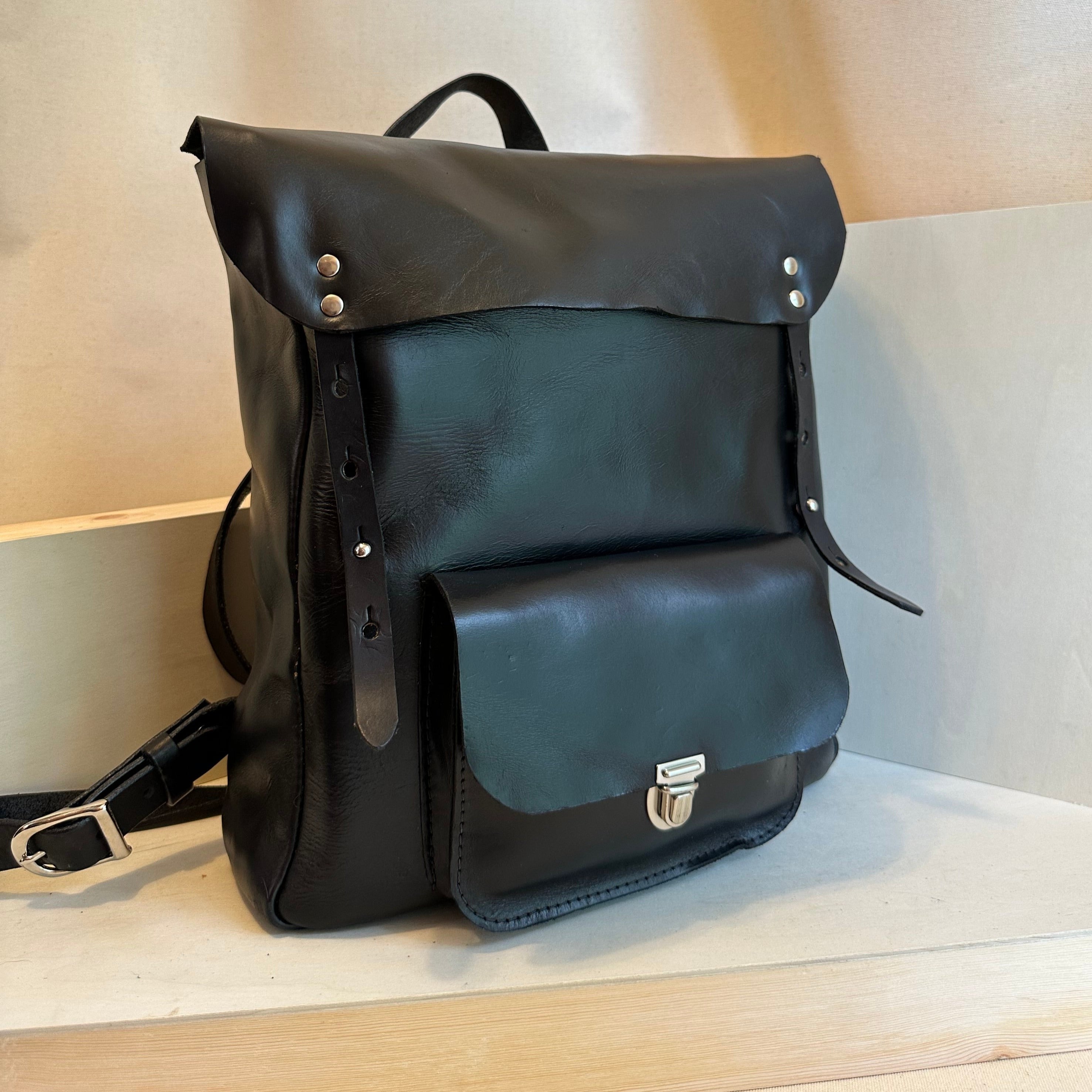 Black Tech Companion Leather Backpack – Shining Rock Goods