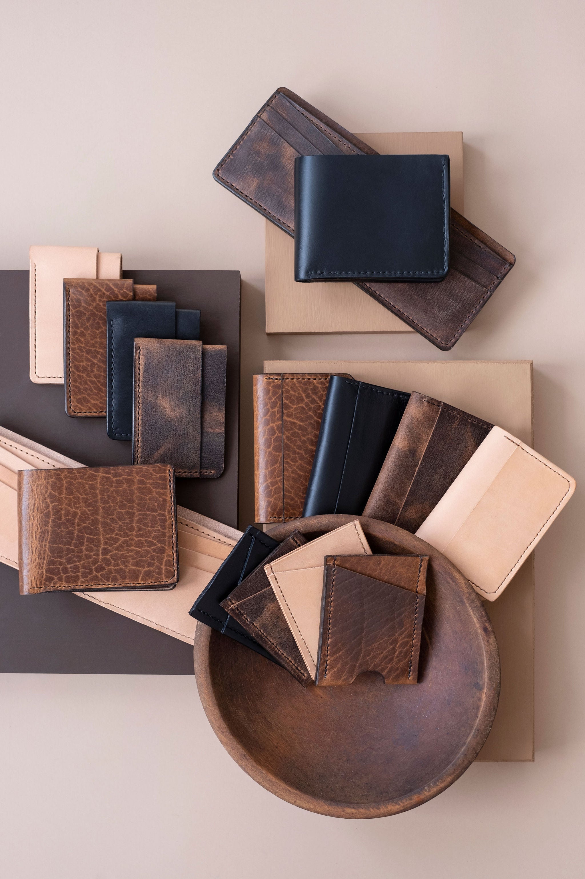 Shining Rock handmade leather wallets full grain solid leather gender neutral menswear fathers graduate gifts