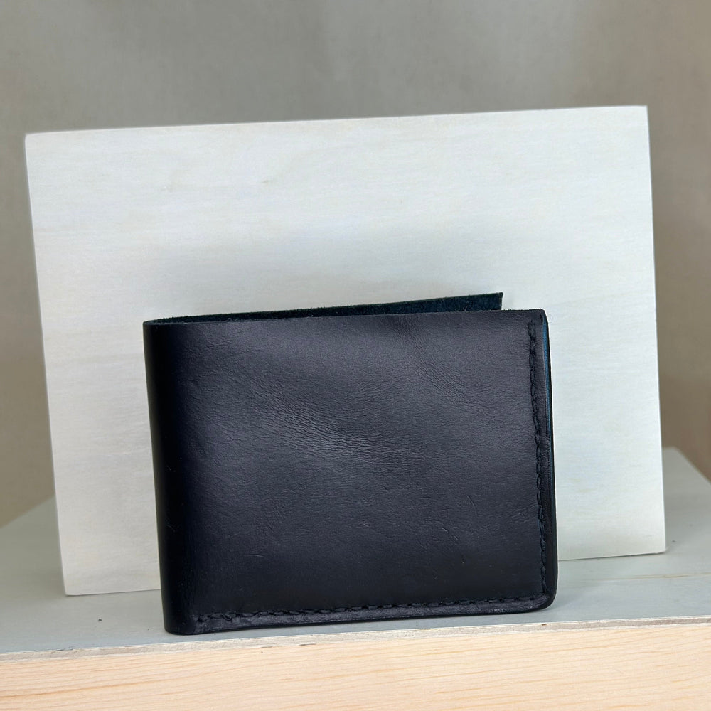 Shining Rock Goods handmade black leather bi-fold hand stitched wallet gifts grooms men 