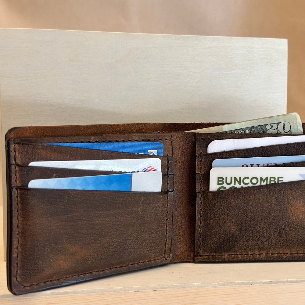 Brown Pull Up Bi-Fold Wallet made from quality solid top grain leather built to last.