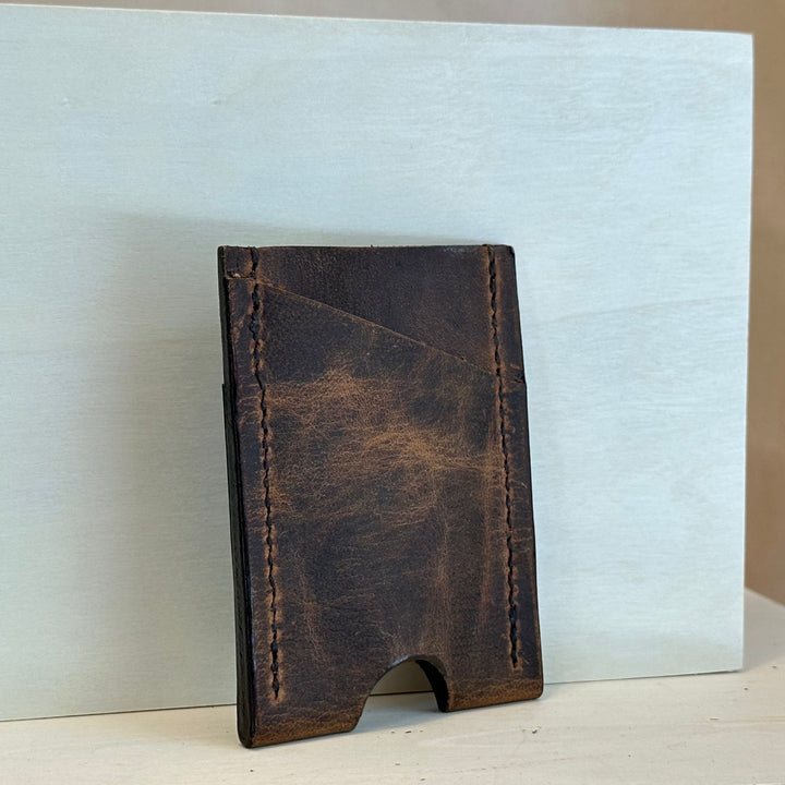 Brown Pull Up Vertical Leather Wallet is handstitched from solid top grain leather, handmade, and built to last.