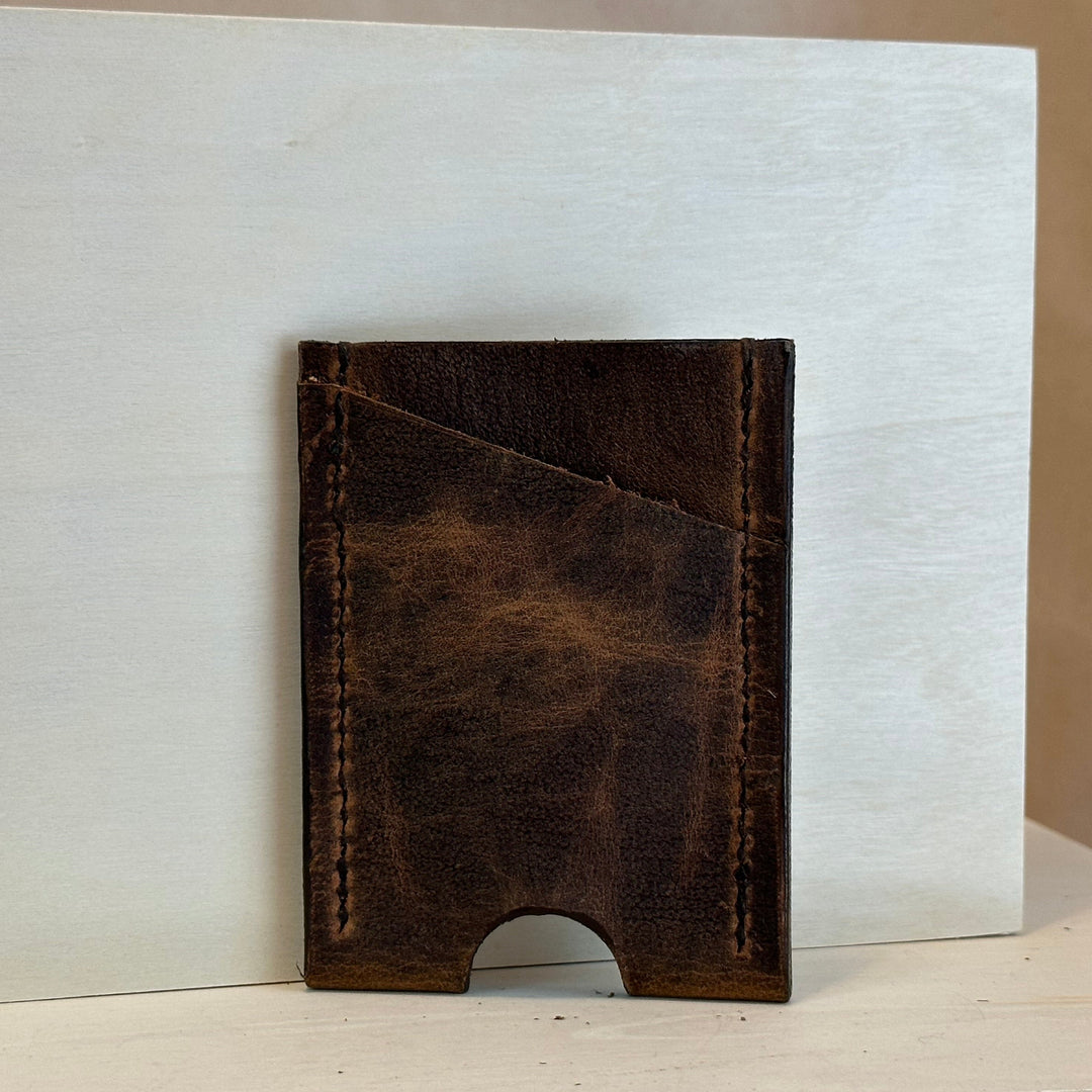 Brown Pull Up Vertical Leather Wallet is handstitched from solid top grain leather, handmade, and built to last. Made in the USA