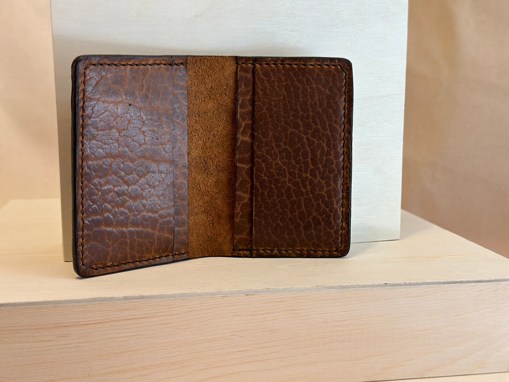 Our Glazed Bison Six Card Wallets are handmade from high quality top grain solid leather.  Durable and built to last with plenty of room to carry everything you need and then some.  Designed for those who like to be prepared.  Slim and stylish enough for daily use.
