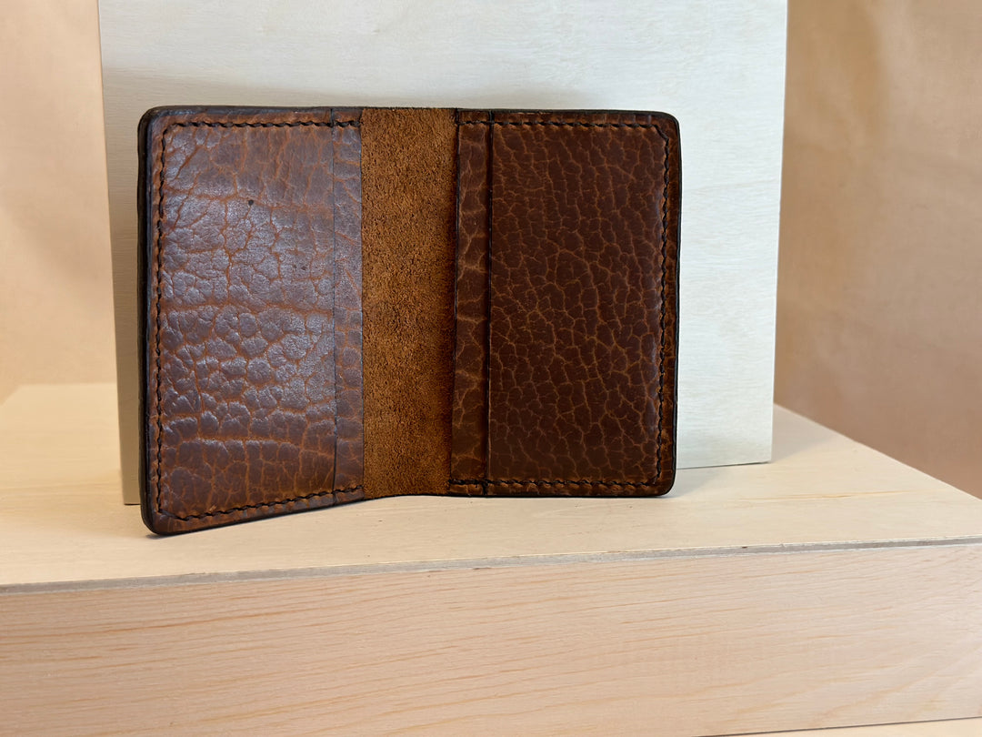 Our Glazed Bison Six Card Wallets are handmade from high quality top grain solid leather.  Durable and built to last with plenty of room to carry everything you need and then some.  Designed for those who like to be prepared.  Slim and stylish enough for daily use.