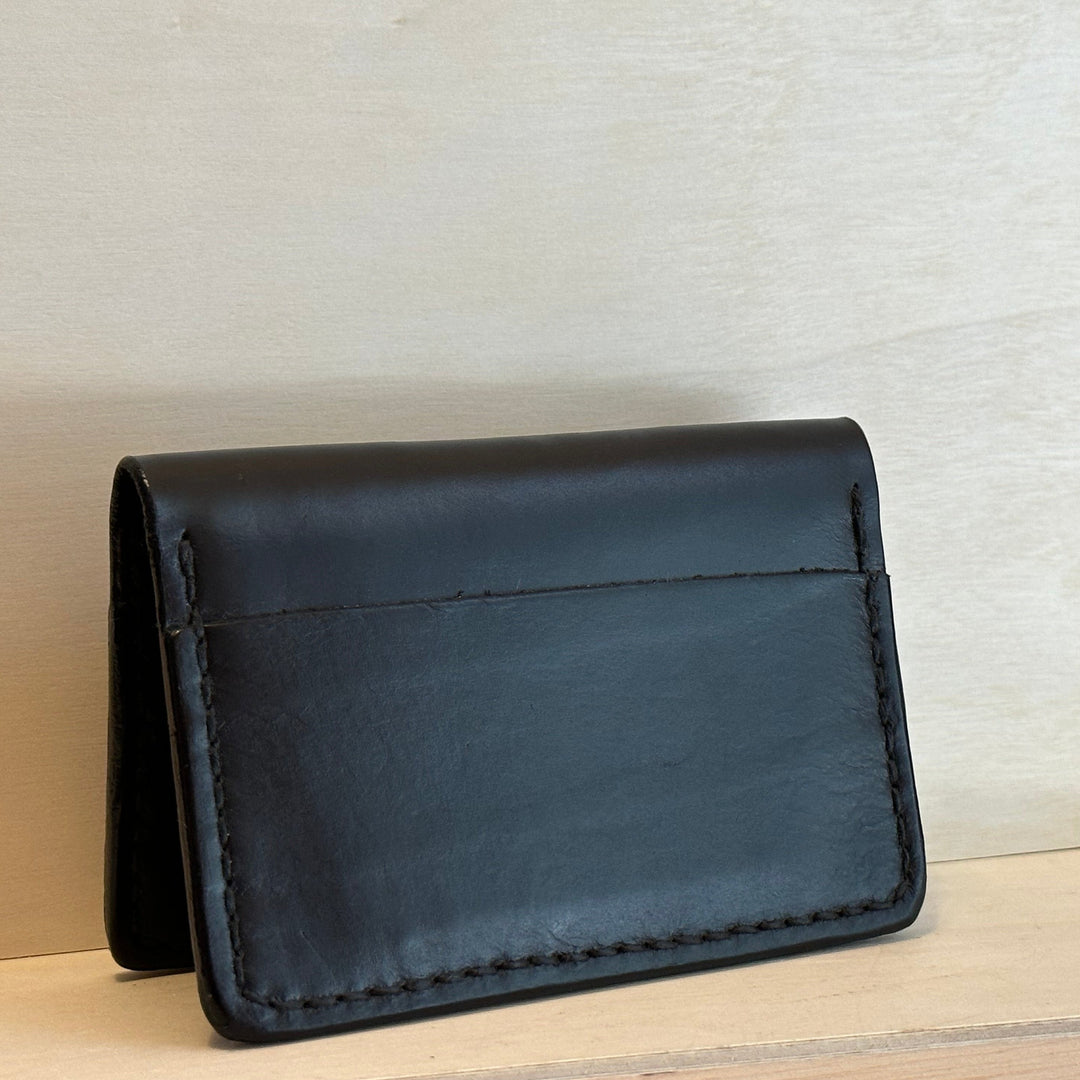 Shining Rock Goods handmade solid top grain black leather six card wallet fathers graduate gender neutral gifts