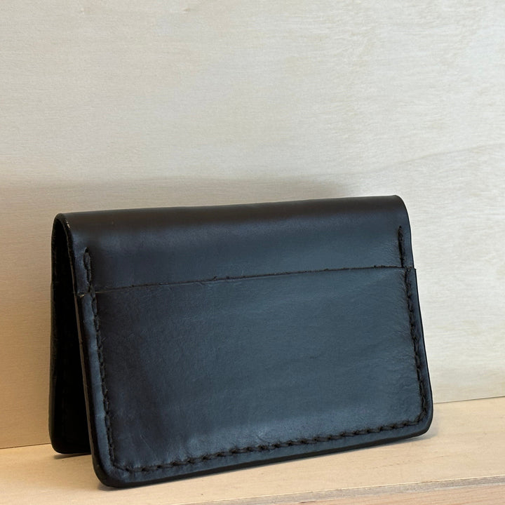 Shining Rock Goods handmade solid top grain black leather six card wallet fathers graduate gender neutral gifts