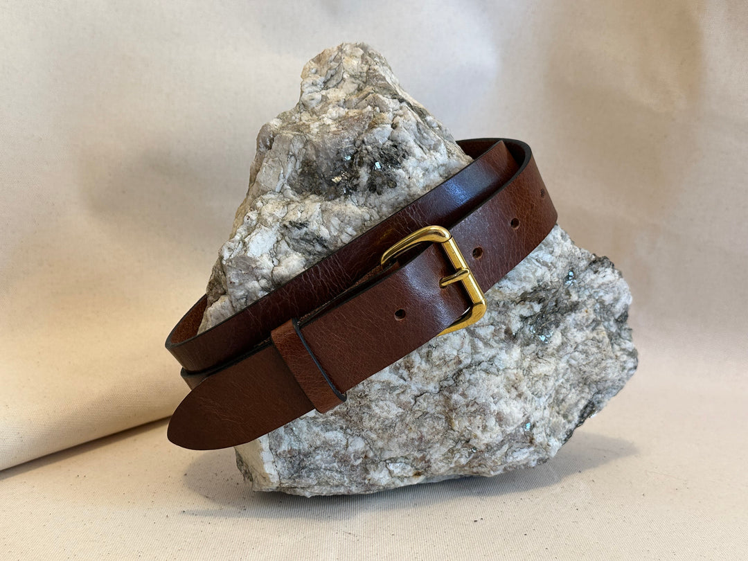 Handmade Dark Brown Crackle Leather Belt