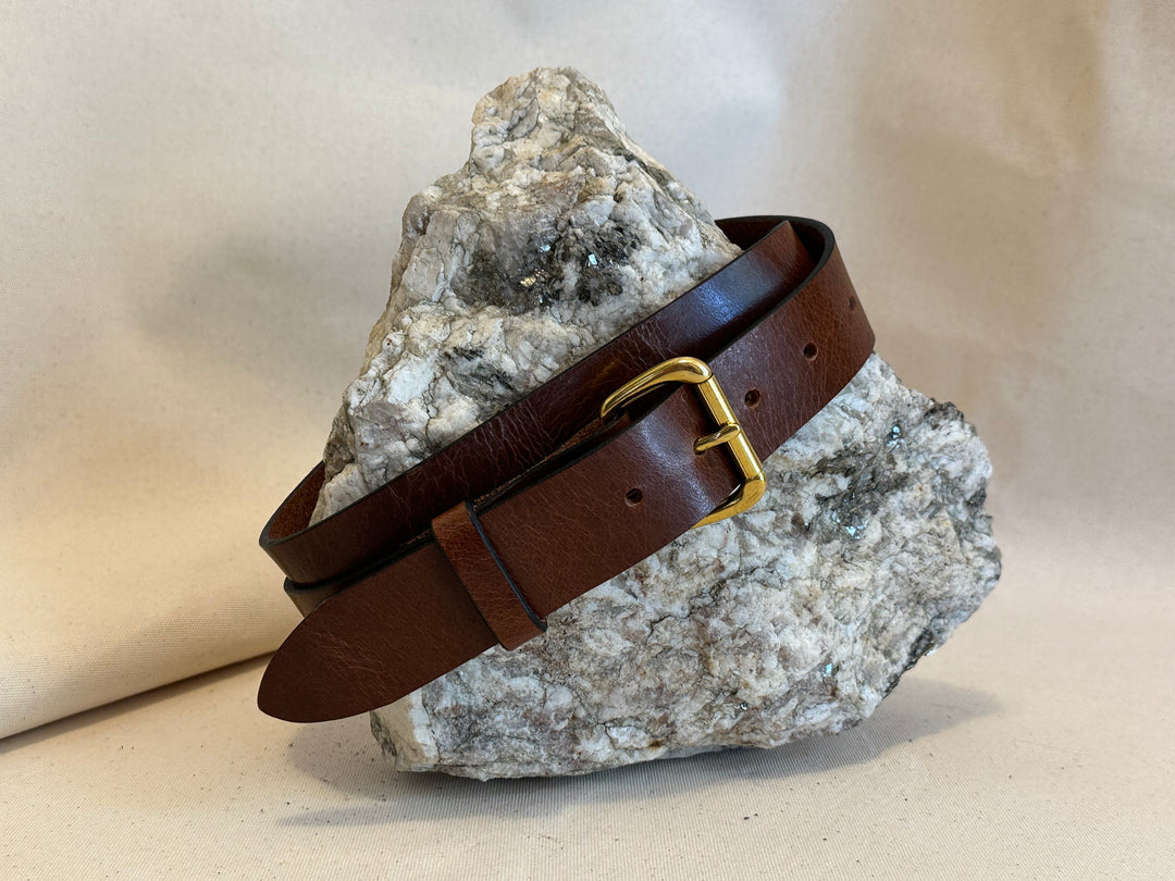 Handmade Dark Brown Crackle Leather Belt