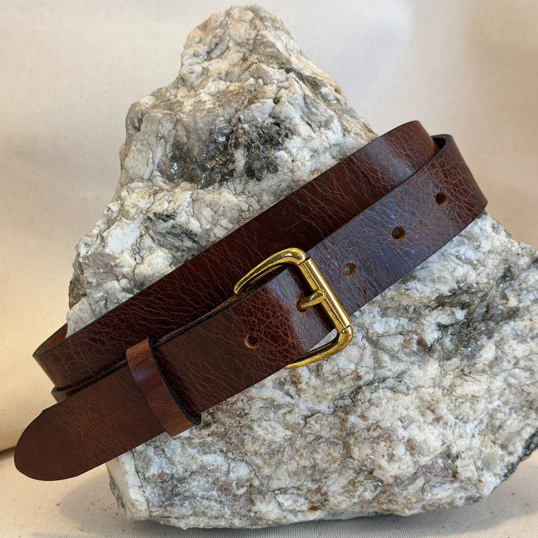 Handmade Dark Brown Crackle Leather Belt