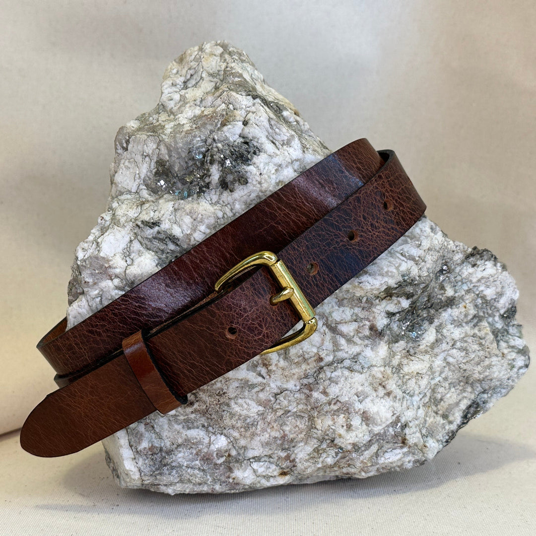 Handmade Dark Brown Crackle Leather Belt