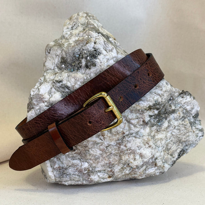 Handmade Dark Brown Crackle Leather Belt