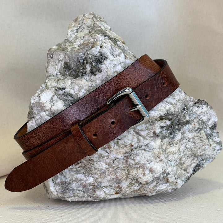 Handmade Dark Brown Crackle Leather Belt