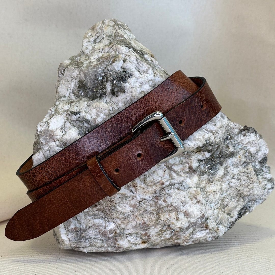 Handmade Dark Brown Crackle Leather Belt