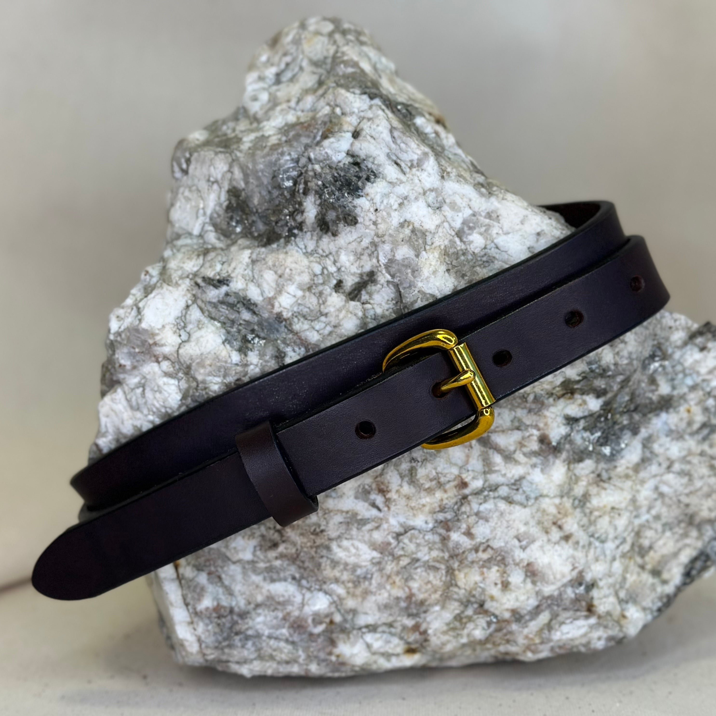 Shining Rock Goods one inch hand made solid leather belt with solid brass roller buckle