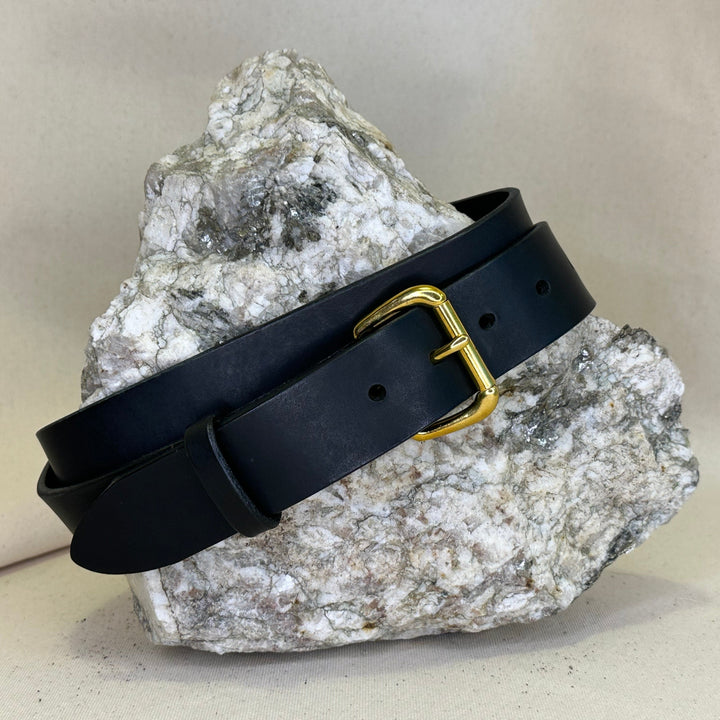 Shining Rock Goods 1.75 inch hand made solid leather belt with solid brass roller buckle