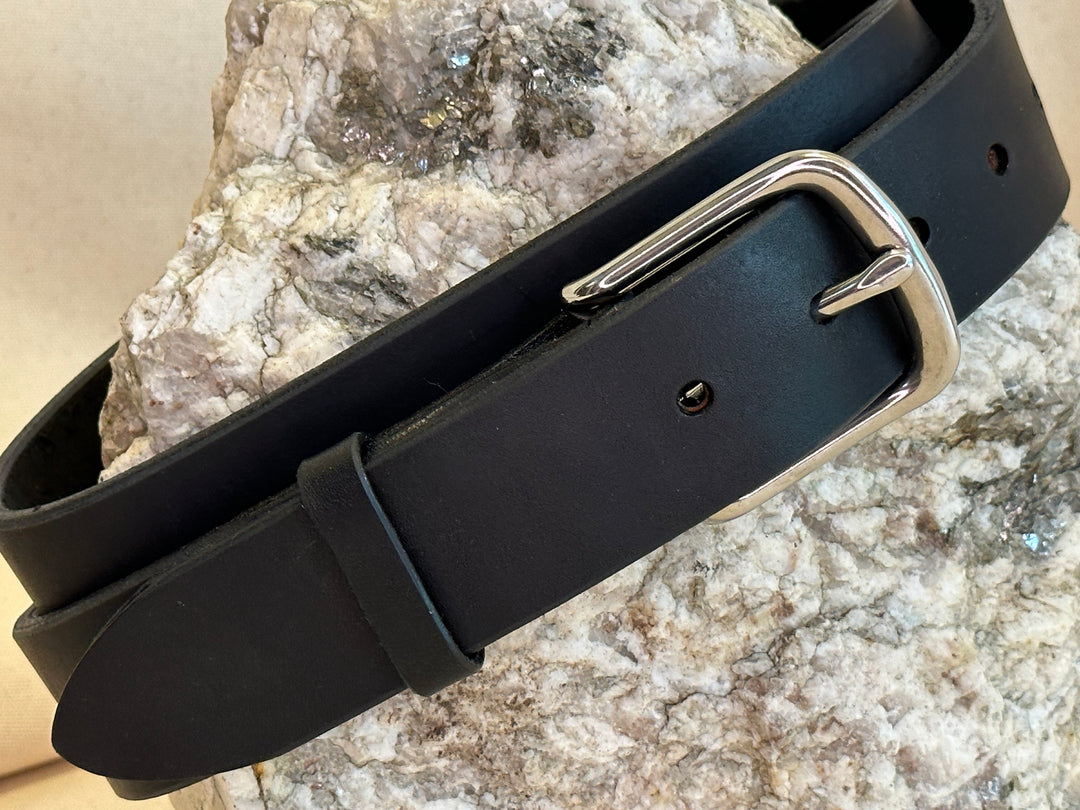 Shining Rock Goods indestructible solid leather handmade heavy duty belt built to carry your gear LEO gifts standard nickel silver belt buckel