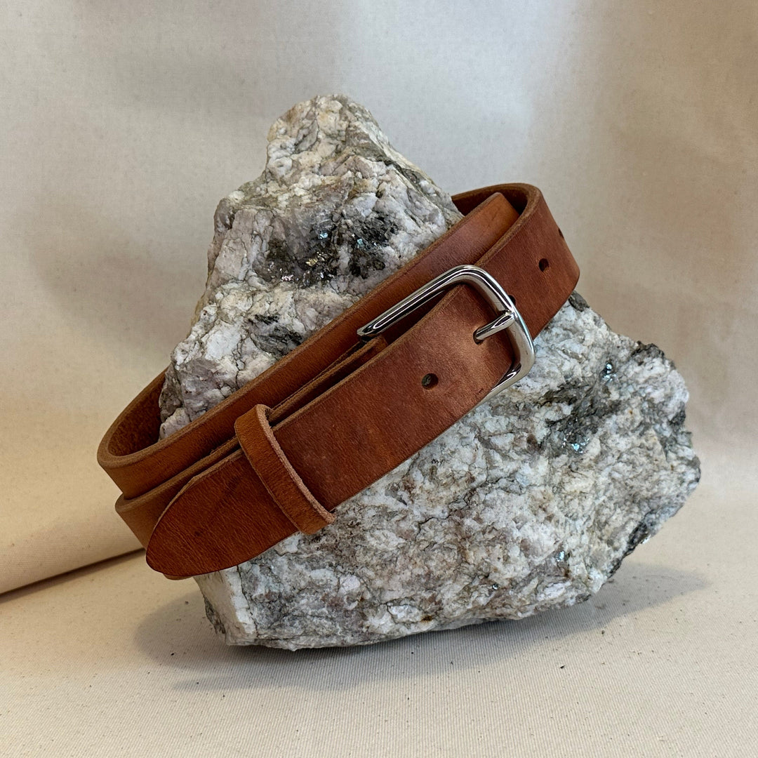 Shining Rock Goods Double Thick Tan handmade leather Indestructible Duty Belt for safely keeping gear close to the body.