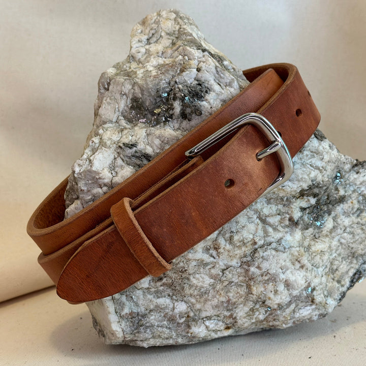 Shining Rock Goods Double Thick Tan handmade leather Indestructible Duty Belt for safely keeping gear close to the body.