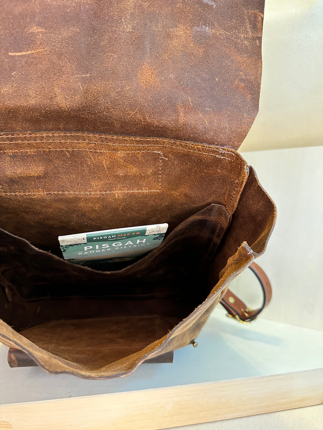 Brown Pull Up Tech Companion Leather Backpack