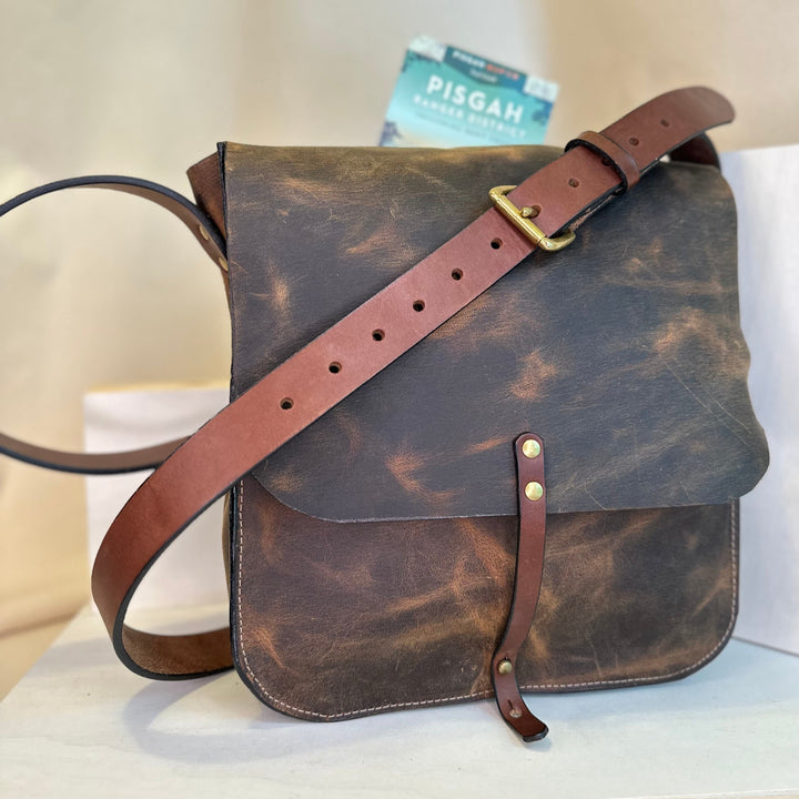 Shining Rock Goods large pull up brown handmade leather Forager crossbody handbag