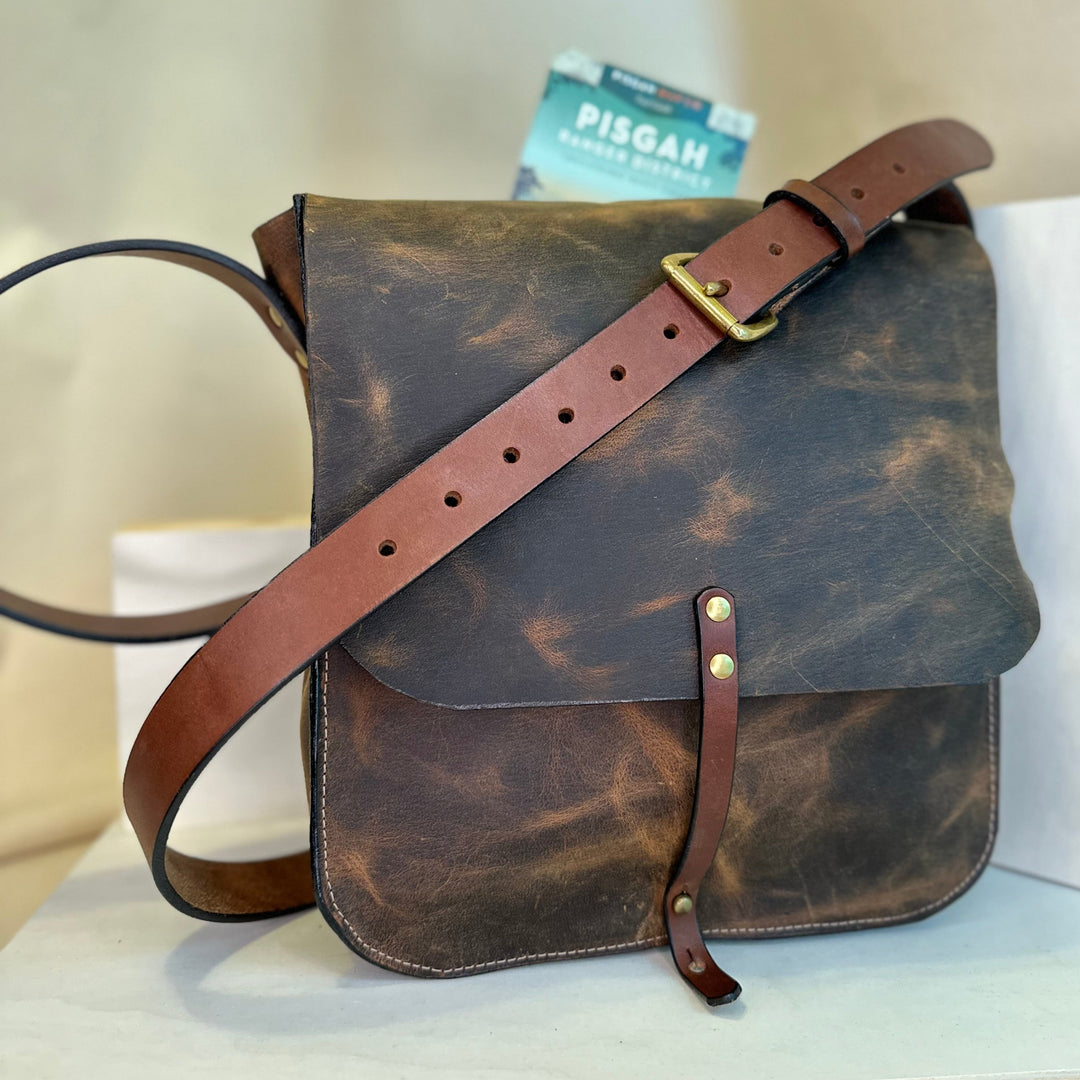 Shining Rock Goods large pull up brown handmade leather Forager crossbody handbag 