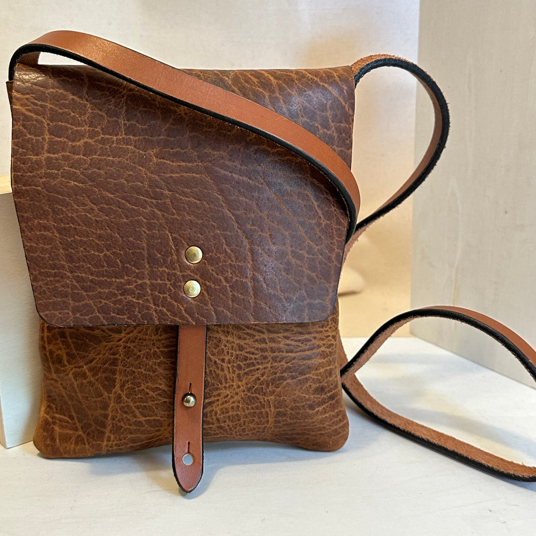 Shining Rock Goods Essential Glazed Bison cross body handbag- small and compact with plenty of room to carry your essentials perfect little treat for yourself or as a gift.