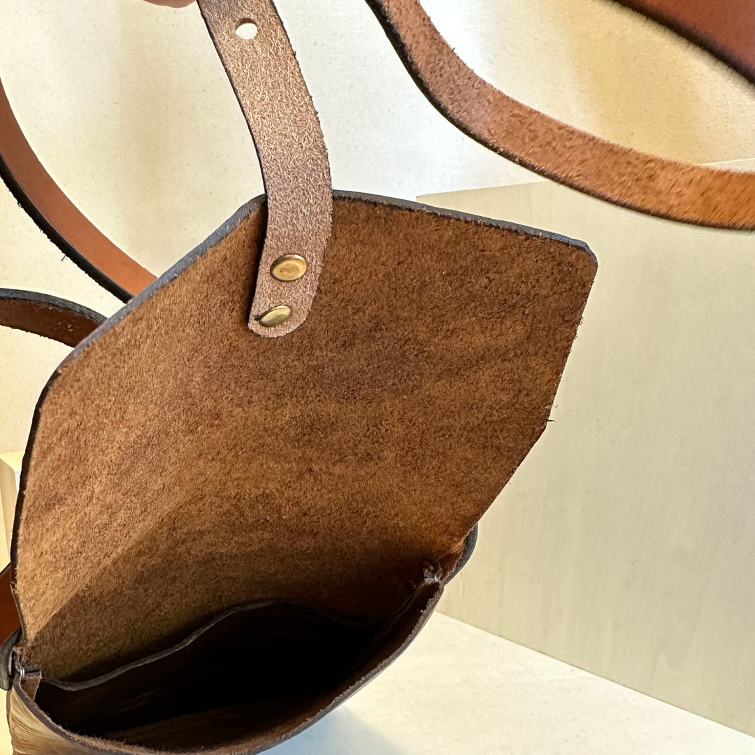 Shining Rock Goods interior view of the Glazed Bison Essential Cross Body Handbag