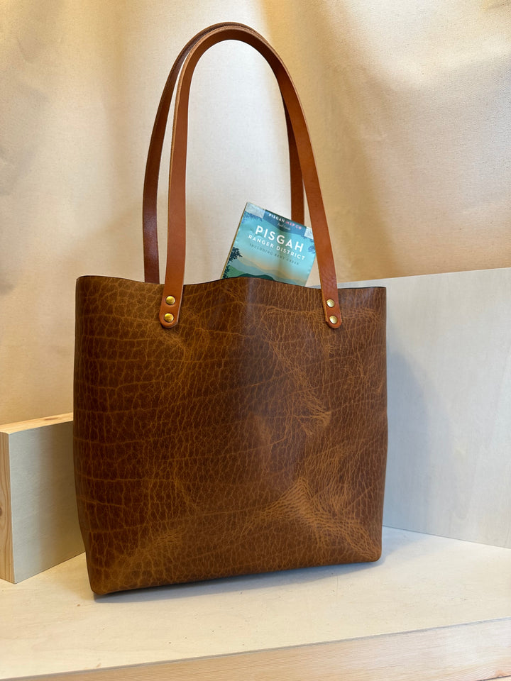 Glazed Bison EDC Slim Leather Tote Bag