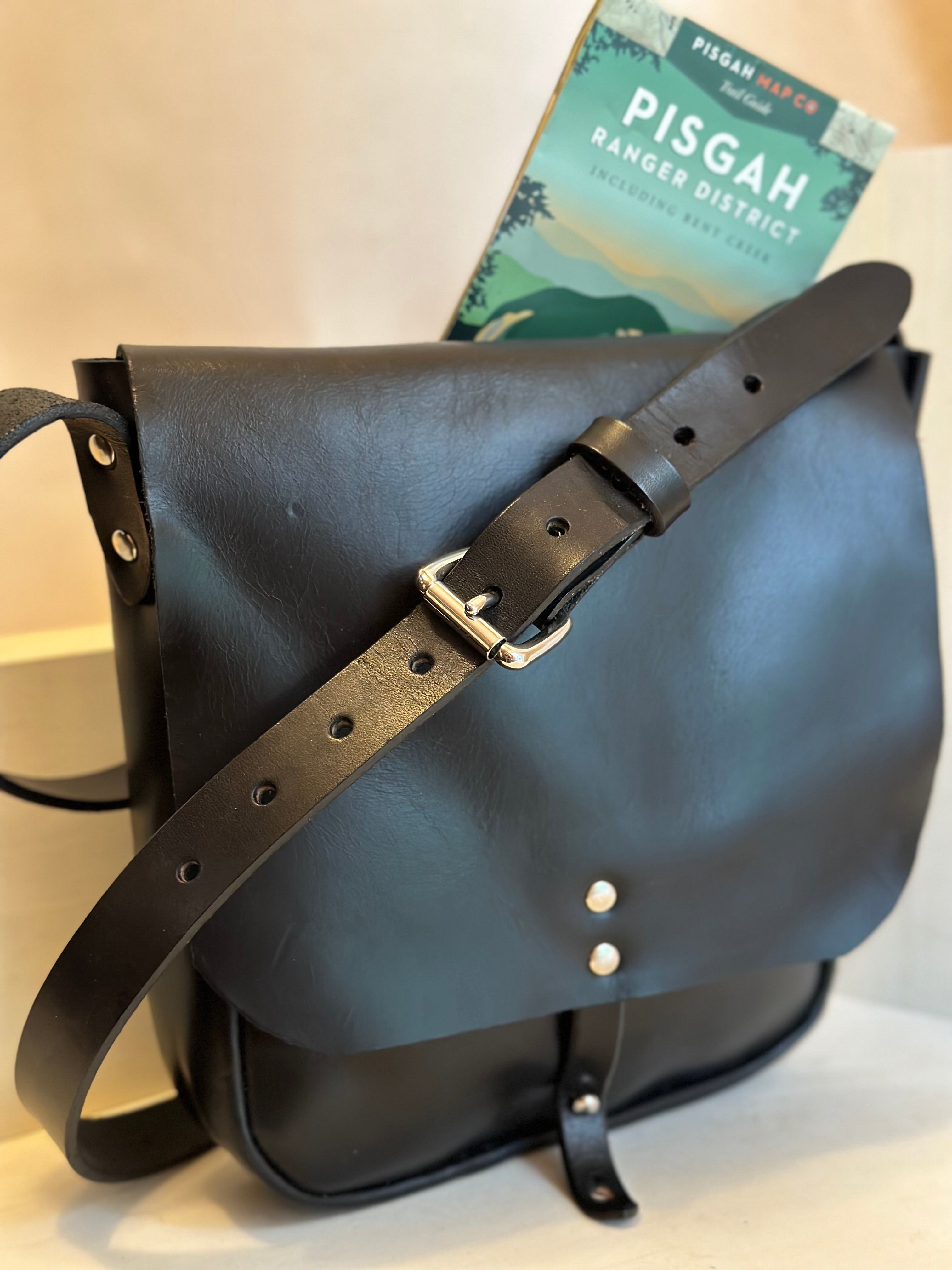 Black Explorer Small Crossbody Leather Bag