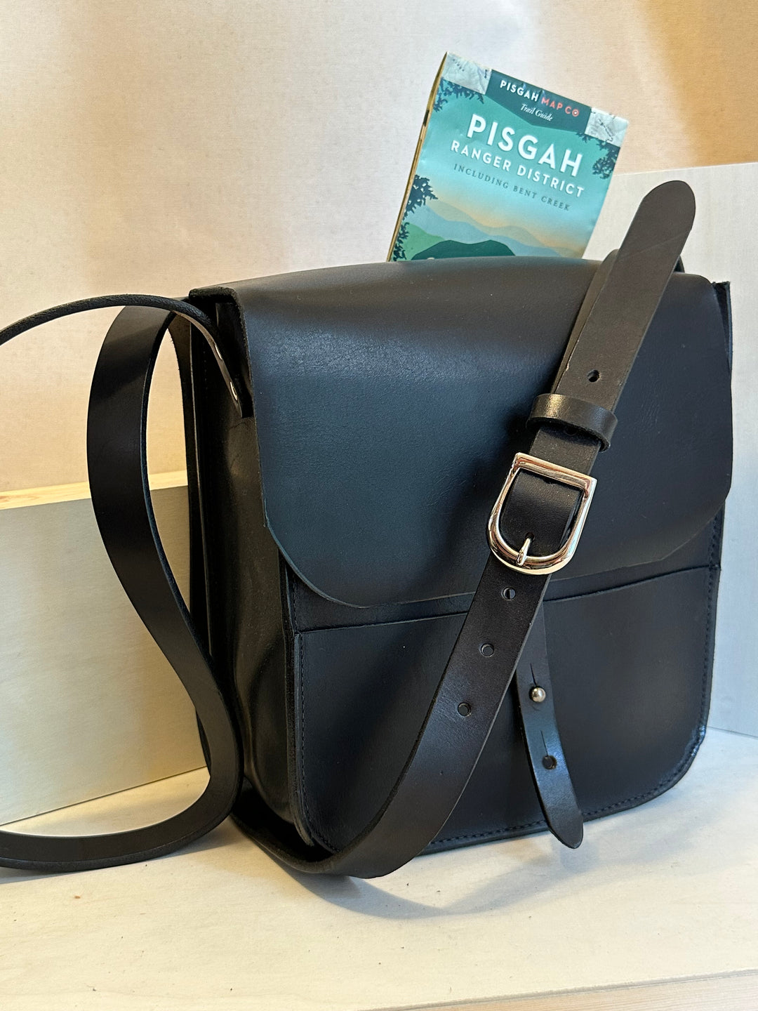 Black Forager Large Crossbody Leather Bag