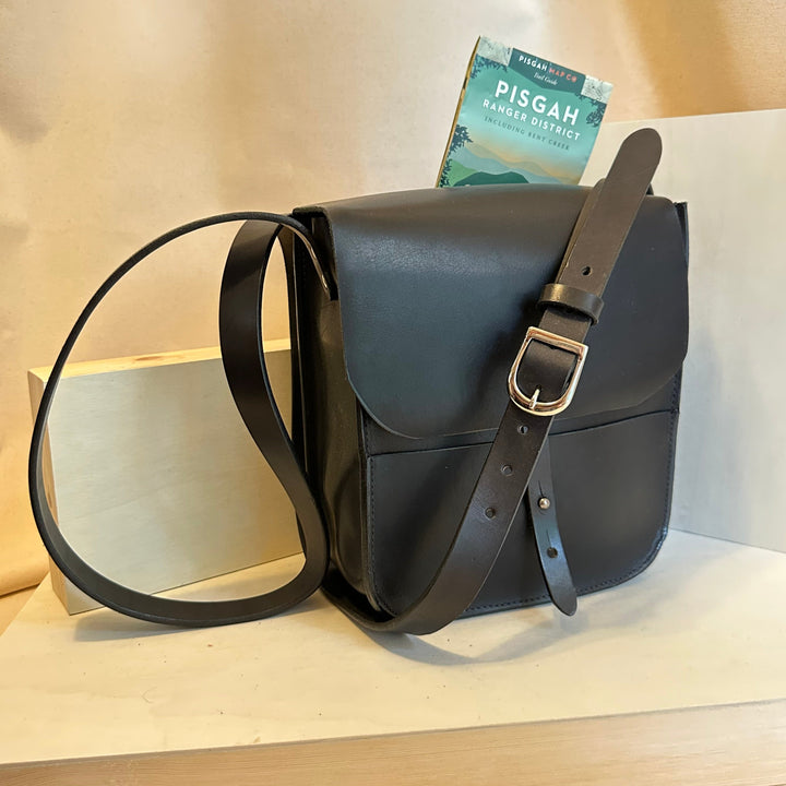 Black Forager Large Crossbody Leather Bag