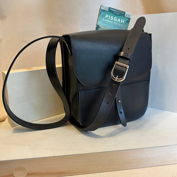 Black Forager Large Crossbody Leather Bag