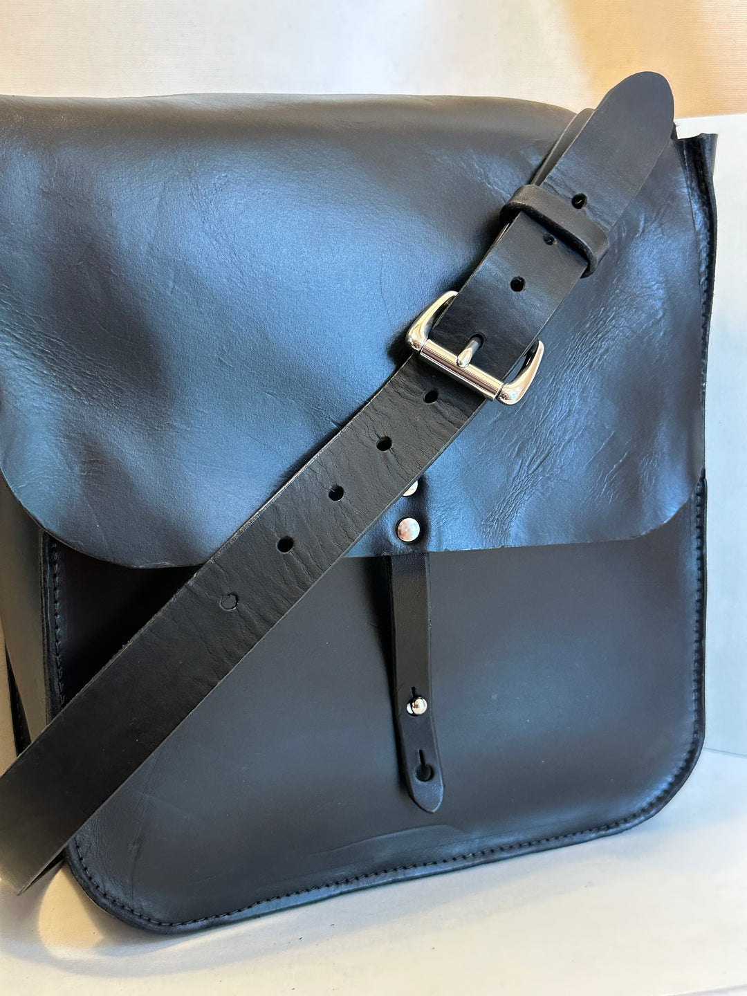 Black Forager Large Crossbody Leather Bag