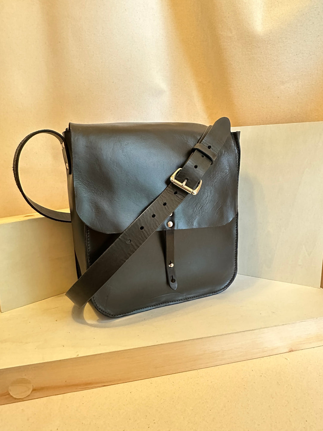 Black Forager Large Crossbody Leather Bag