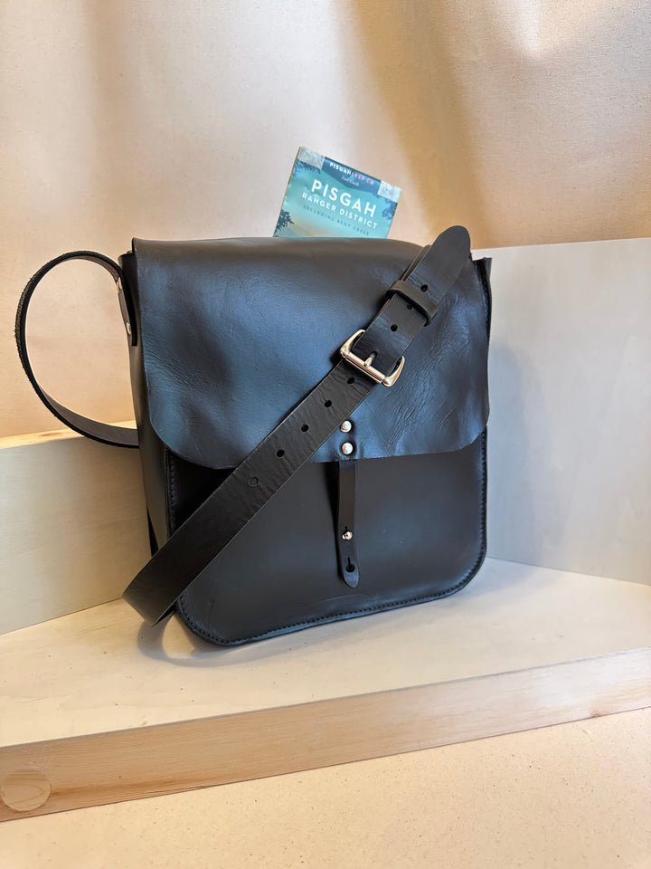 Black Forager Large Crossbody Leather Bag