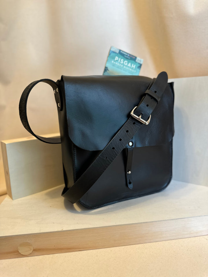 Black Forager Large Crossbody Leather Bag