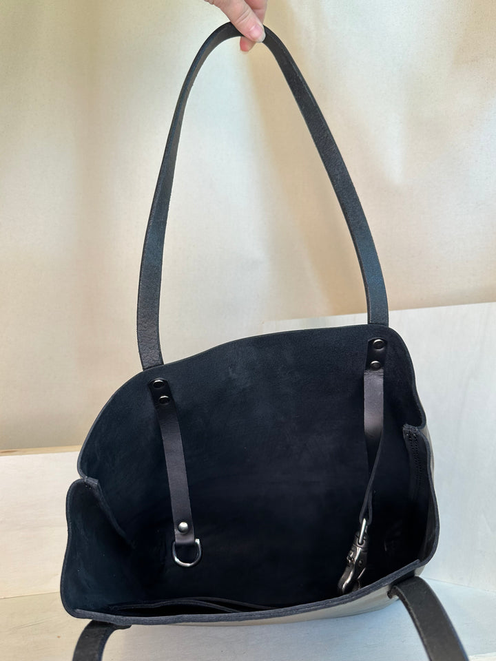 Black EDC Slim Leather Tote Bag