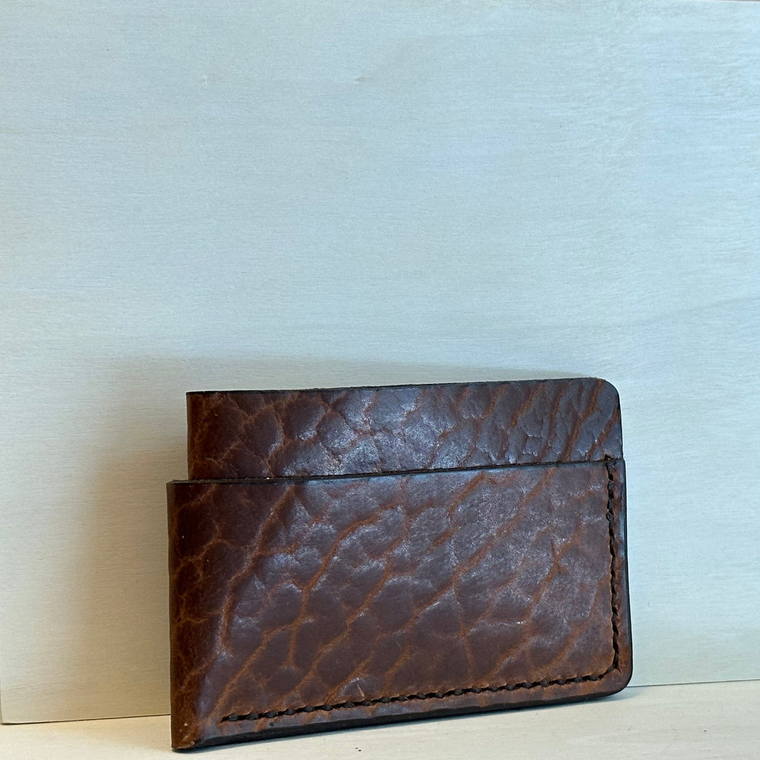 Shining Rock Goods handmade leather glazed bison horizontal card wallet menswear gender neutral fathers graduate gifts